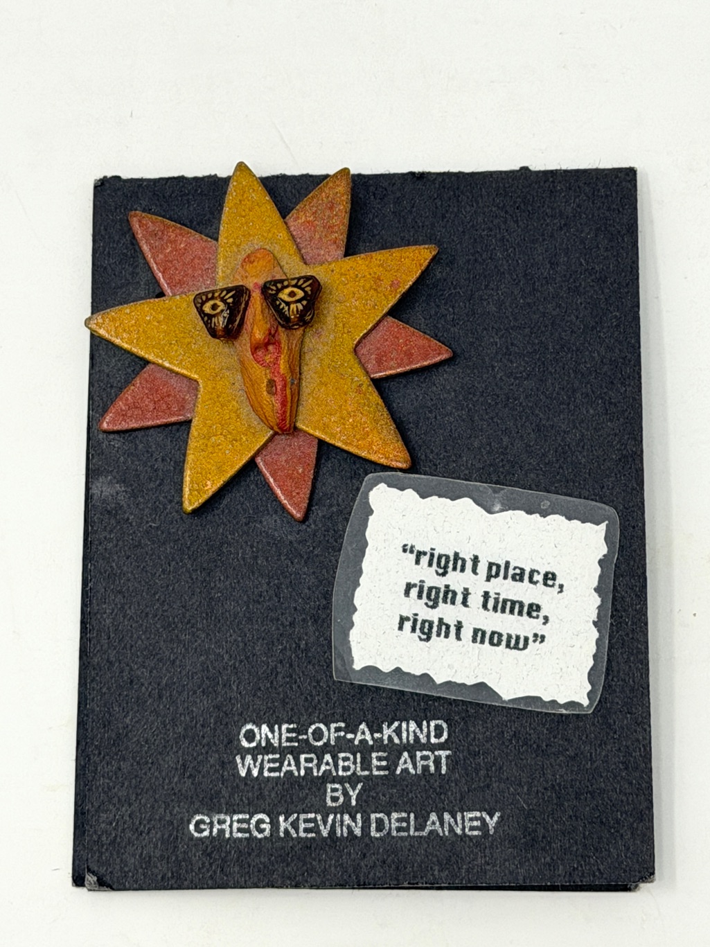 Wearable Art By Greg Kevin Delaney Sunface Star Pin - Brooch